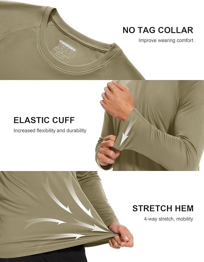 MAGCOMSEN Men's Long Sleeve Shirts UPF 50+ UV Sun Protection Athletic Shirts for Hiking Running Workout Rash Guard