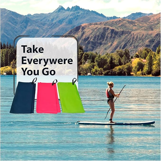 ecox Outdoors Microfiber Towel Fast Drying Soft Feel Fast Action Drying for Gym Beach Outdoors Travel Yoga Camping Compact Size 2 Piece Set 30x60 in and 12x24 in Red MFT2PRD
