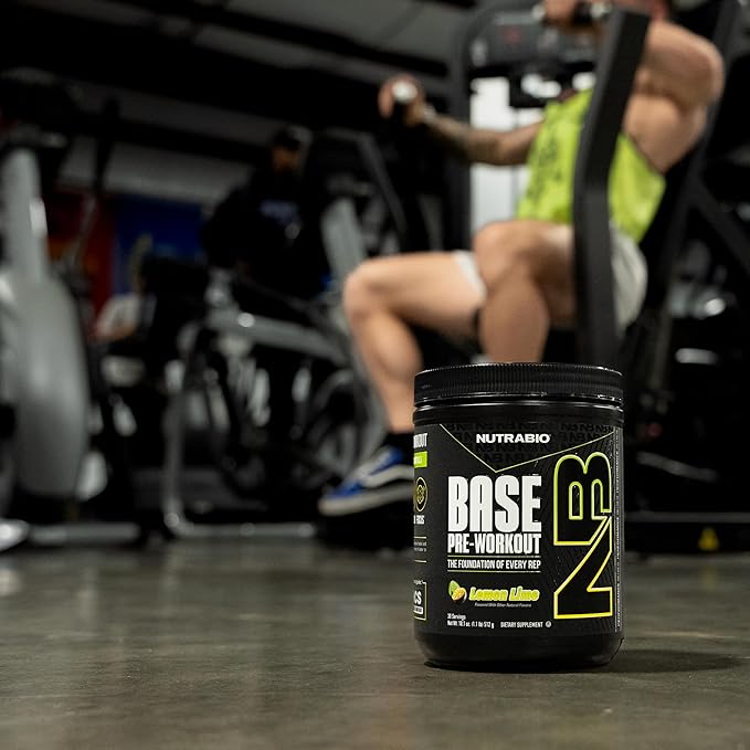 NutraBio Base Pre-Workout Powder 200mg Caffeine, Sustained Energy, Focus, Endurance, Pump, Sugar Free, Clean Preworkout for Men and Women - Beta Alanine, L-Tyrosine, 30 Servings - Lemon Lime