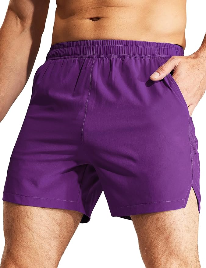 MIER Men's Workout Running Shorts Quick Dry Active 5 Inches Shorts with Pockets, Lightweight, Breathable