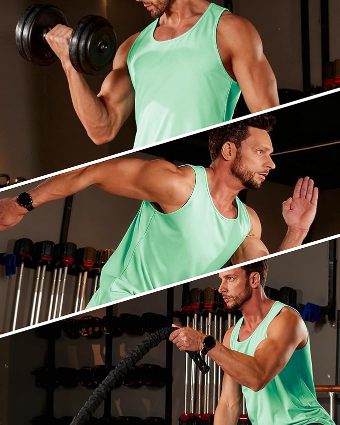 Boladeci Men's Tank Top Workout Athletic Quick Dry UPF 50+ Sun Protection Lightweight Summer Beach Gym Sleeveless Shirts