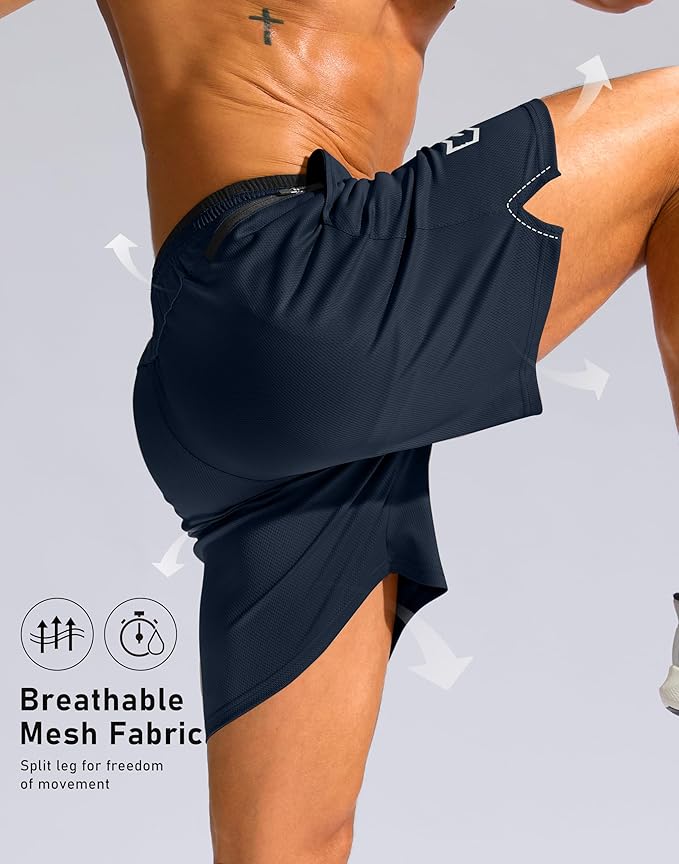 G Gradual Men's Running Athletic Shorts with Zipper Pocket 5"/ 7" Lightweight Quick Dry Gym Workout Shorts for Tennis Active