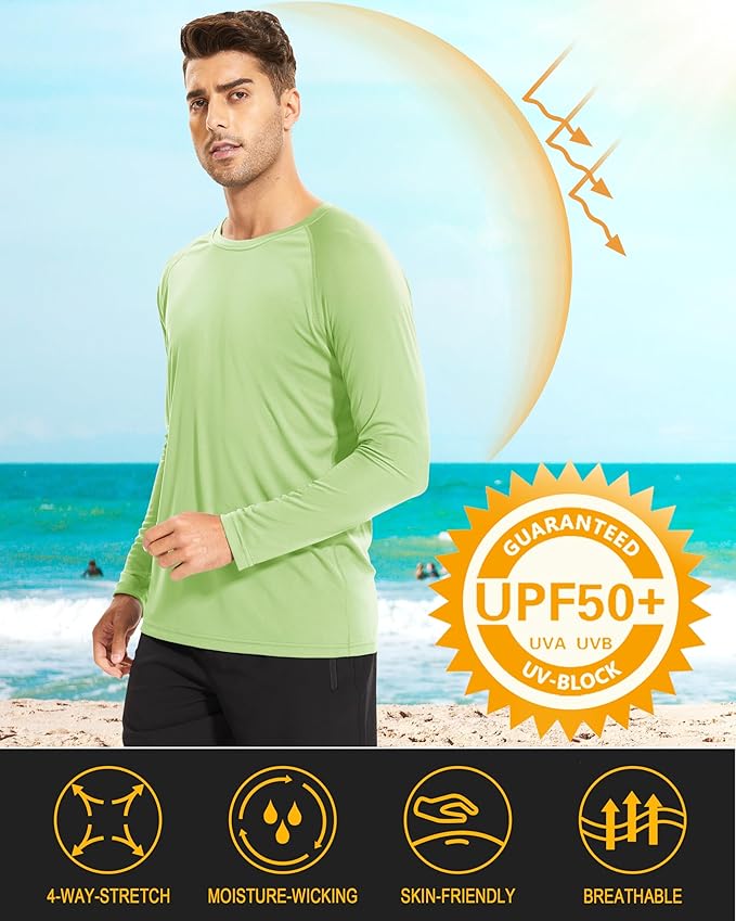 MAGCOMSEN Men's Long Sleeve Shirts UPF 50+ UV Sun Protection Athletic Shirts for Hiking Running Workout Rash Guard