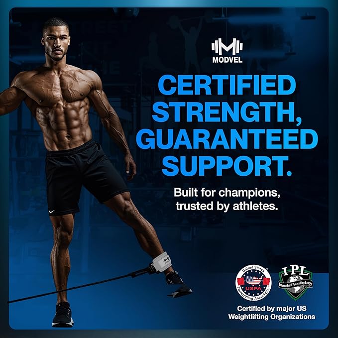 Modvel Gym Ankle Strap for Cable Machines – Glute & Leg Kickback Ankle Straps for Gym Workouts – Adjustable, Padded Support for Strength Training, Weightlifting, Rehab – Men & Women