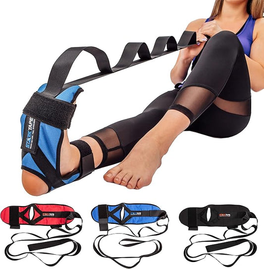 Fitness Foot and Leg Stretcher for Plantar Fasciitis, Improve Strength, Balance Stretches and Achilles Tendonitis, Stretch Loops for Hamstring, Quad, and Calf Pain Relief (Blue)