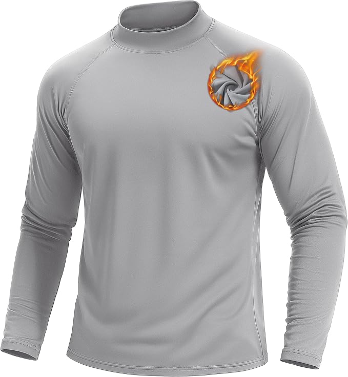 TACVASEN Mens Thermal Fleece Shirt Mock Turtle Neck Base Layer Long Sleeve Athletic Warm Undershirt Winter Running Tops