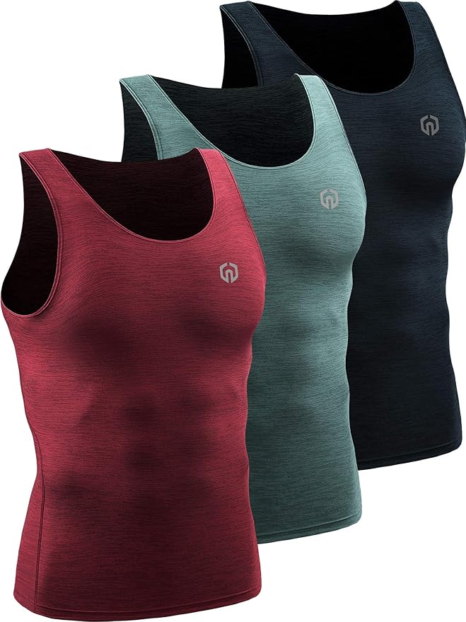 NELEUS Men's 3 Pack Dry Fit Compression Tank Top