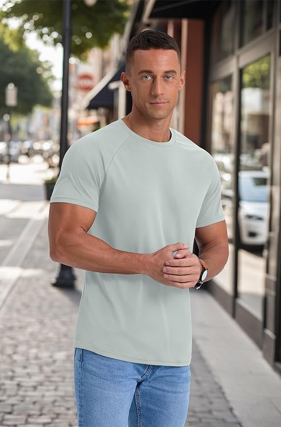 Askdeer Men's T-Shirt Short Sleeve Quick Dry Shirts Lightweight Workout Athletic Tees for Running, Beach, Hiking