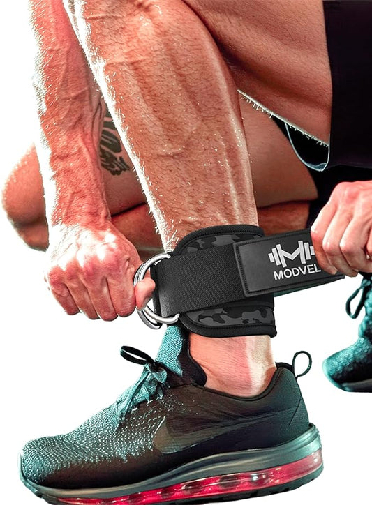 Modvel Gym Ankle Strap for Cable Machines – Glute & Leg Kickback Ankle Straps for Gym Workouts – Adjustable, Padded Support for Strength Training, Weightlifting, Rehab – Men & Women