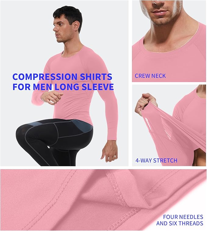 Compression Shirt Men Long Sleeve Quick Dry T-Shirt Athletic Workout Base Layer Running Sports Gym Undershirts