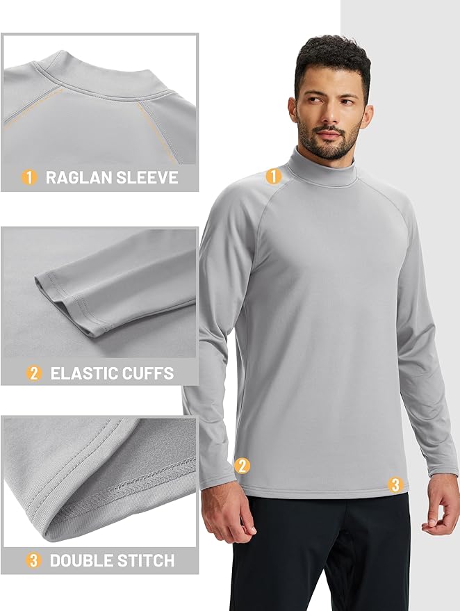 TACVASEN Mens Thermal Fleece Shirt Mock Turtle Neck Base Layer Long Sleeve Athletic Warm Undershirt Winter Running Tops