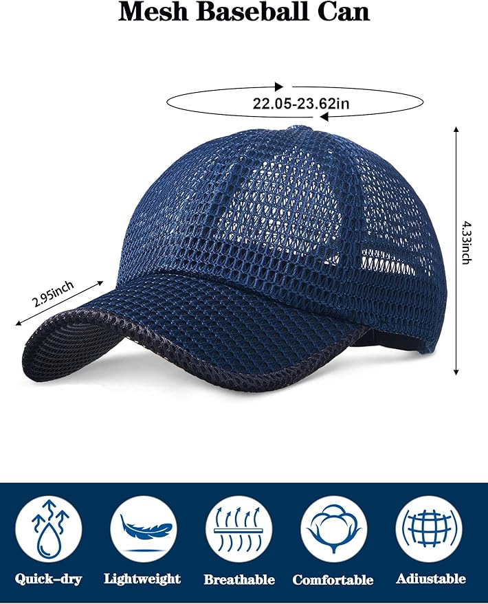 4 Pieces Summer Mesh Baseball Cap Breathable Full Cooling Hat Quick Dry Cool Hats Mesh Running Hat for Men Women