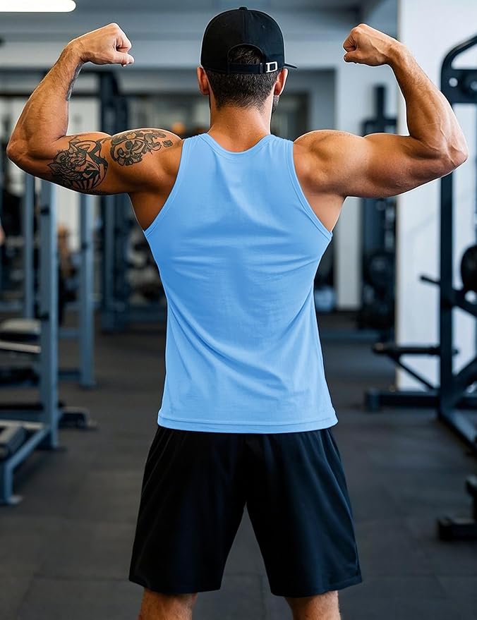 MAGCOMSEN Mens Workout Tank Tops Undershirt Cotton Muscle Athletic Sleeveless Shirts for Gym
