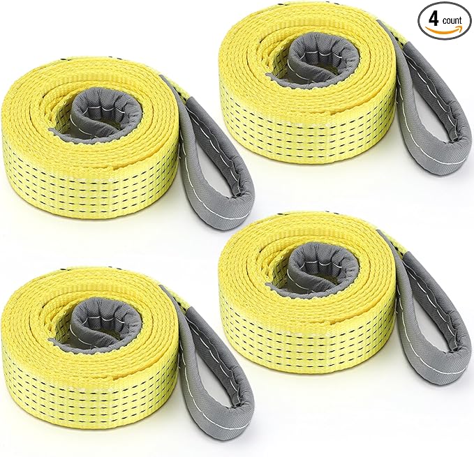 4 Pcs Lift Sling Straps Heavy Duty Web Slings Straps Polyester Nylon for Hoist Car Outdoor Using