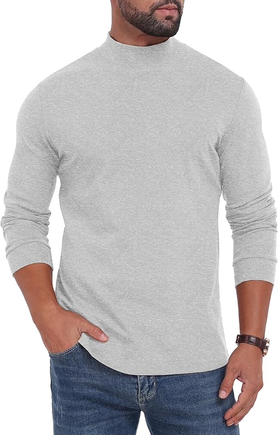 Sailwind Men's Mock Turtleneck Long Sleeve Shirt Cotton Basic Thermal Undershirt Lightweight Pullover