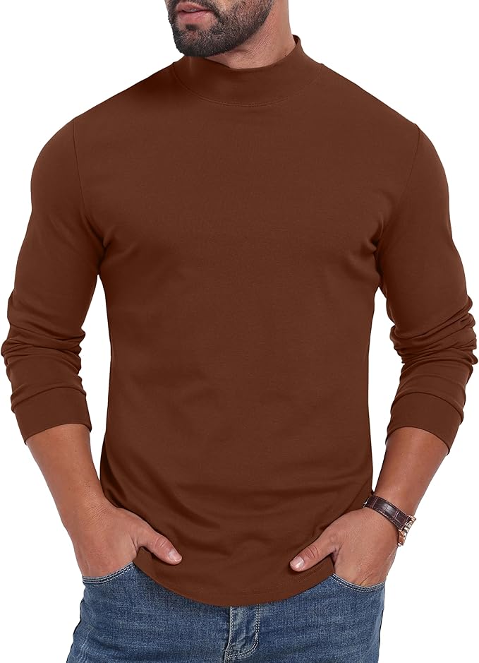 Sailwind Men's Mock Turtleneck Long Sleeve Shirt Cotton Basic Thermal Undershirt Lightweight Pullover
