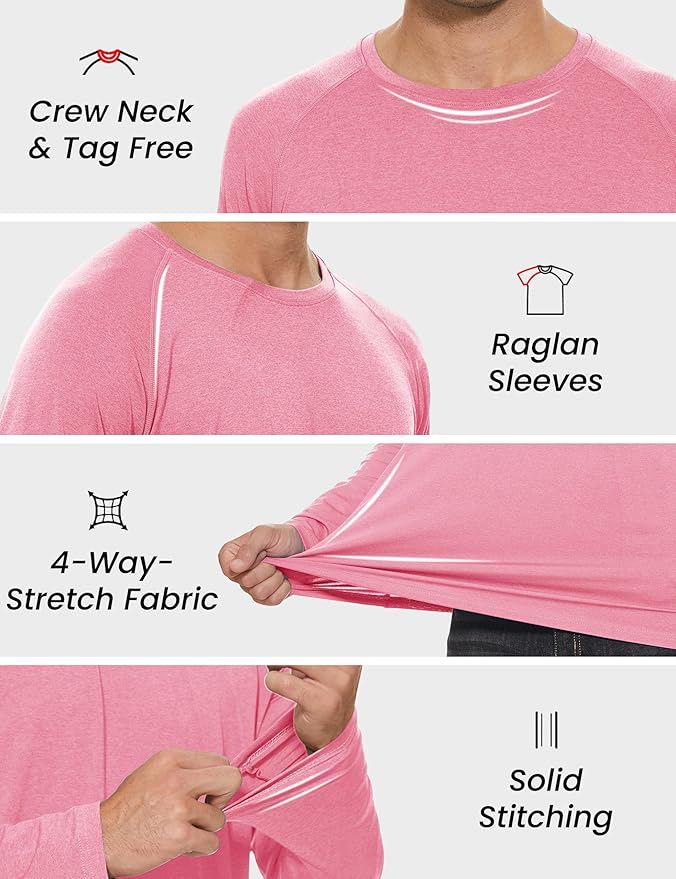 MAGCOMSEN Men's Long Sleeve Shirts UPF 50+ UV Sun Protection Athletic Shirts for Hiking Running Workout Rash Guard