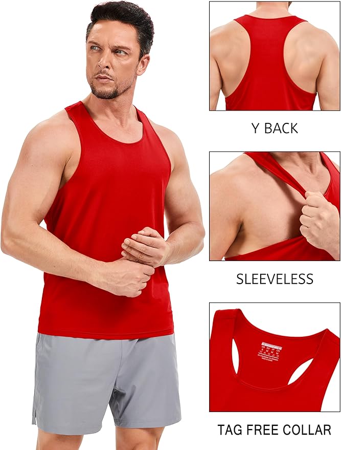 TACVASEN Mens Workout Tank Top UPF 80+ Y-Back Muscle Shirts Quick Dry Sleeveless Tee Shirt for Swim Beach Gym Athletic