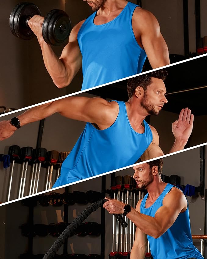 Boladeci Men's Tank Top Workout Athletic Quick Dry UPF 50+ Sun Protection Lightweight Summer Beach Gym Sleeveless Shirts