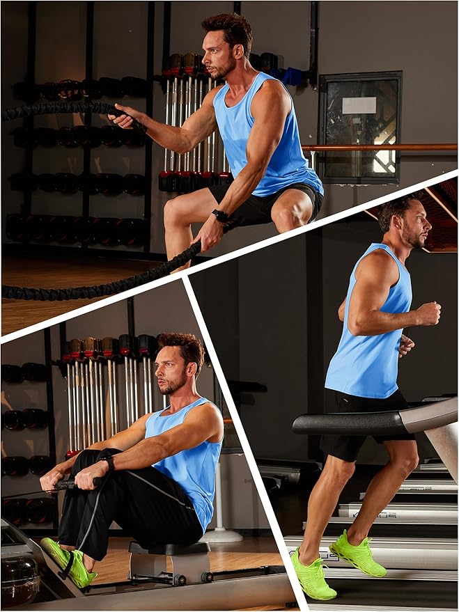 TACVASEN Men's Workout Tank Tops Sleeveless UPF 50+ Summer Sun Shirts Quick Dry for Running Swim Gym Beach