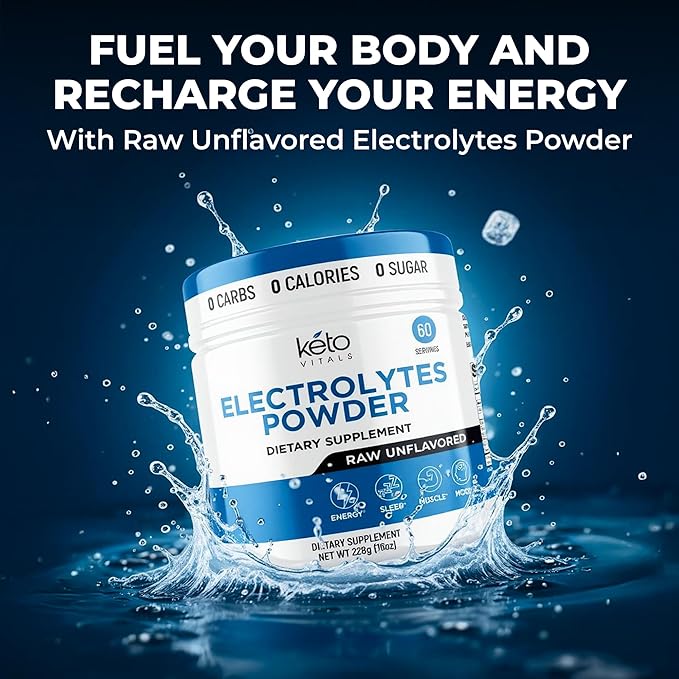 Keto Vitals Unflavored Electrolyte Powder - Sugar Free Electrolytes for Fasting, Keto & Hydration - No Sugar, No Flavor - Flavorless Electrolytes Powder Tub - 60 Servings