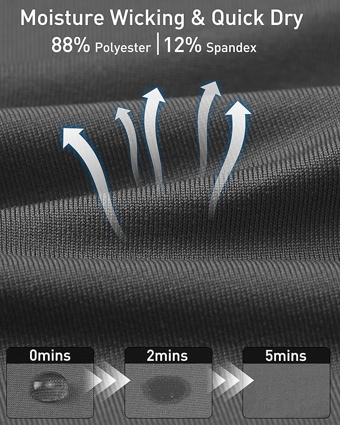 Roadbox Mens Compression Shirt, Cool Dry Long Sleeve Workout Shirts, Running Athletic Football Gym Base Layer Tops UPF 50+