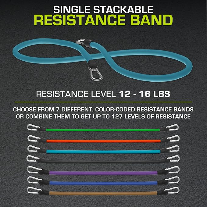 ProsourceFit Single Stackable Resistance Bands with Door Anchor and Exercise Guide, 16-20 LB, Heavy Duty Fitness Tube for Full-Body Exercises and Home Workouts, Black