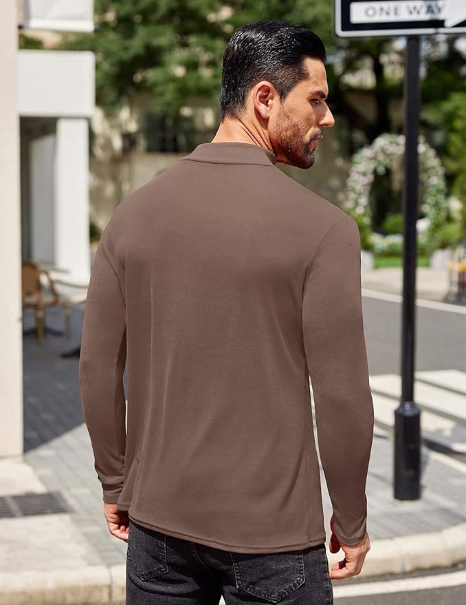 COOFANDY Mens Mock Turtleneck T-Shirts Long Sleeve Solid Color Tees Shirts Basic Casual Slim Fit Pullover T Shirts