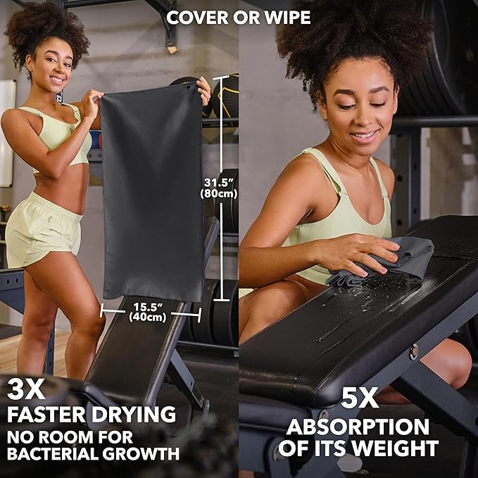 Microfiber Workout Towels - Quick Dry, Highly Absorbing, Odor-Free, for Men & Women - Gym Sweat Sports Towel for Hot Yoga, Tennis, Running, Exercise, Working Out, Camping, Set of 5 Dark Gray