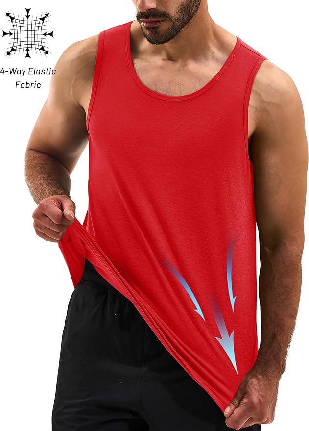 Cotrasen Men's Tank Top UPF 50+ Sleeveless Shirt Cotton Moisture Wicking Casual Gym Workout Shirts Cooling Muscle Tee Shirt