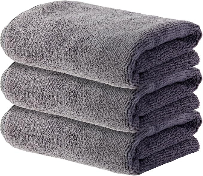 Microfiber Gym Towel Set for Sports Fitness, Workout, Yoga, Sweat Towel for Gym, Soft and Quick-Drying Towels, Gym Towels for Women Men(3 Pack, Grey)