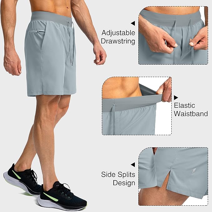 Men's Running Shorts with Zipper Pockets 9 Inch/ 7 Inch / 5 Inch Lightweight Quick Dry Gym Workout Athletic Shorts for Men