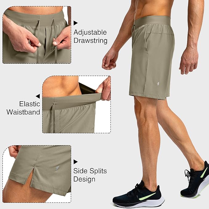 Men's Running Shorts with Zipper Pockets 9 Inch/ 7 Inch / 5 Inch Lightweight Quick Dry Gym Workout Athletic Shorts for Men