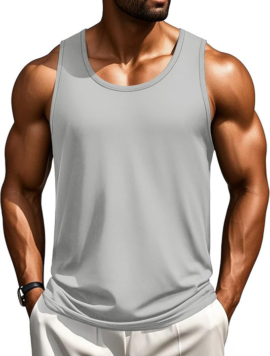 Cotrasen Men's Tank Top UPF 50+ Sleeveless Shirt Cotton Moisture Wicking Casual Gym Workout Shirts Cooling Muscle Tee Shirt