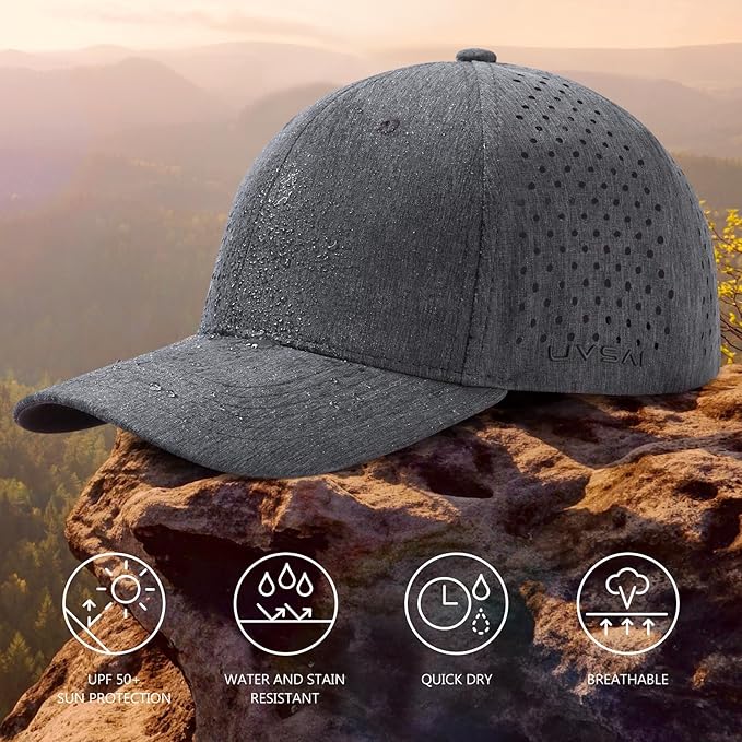 UPF 50+ Performance Water Resistant Baseball Cap Lightweight Breathable Hat Golf Running Boat Hiking for Men Women