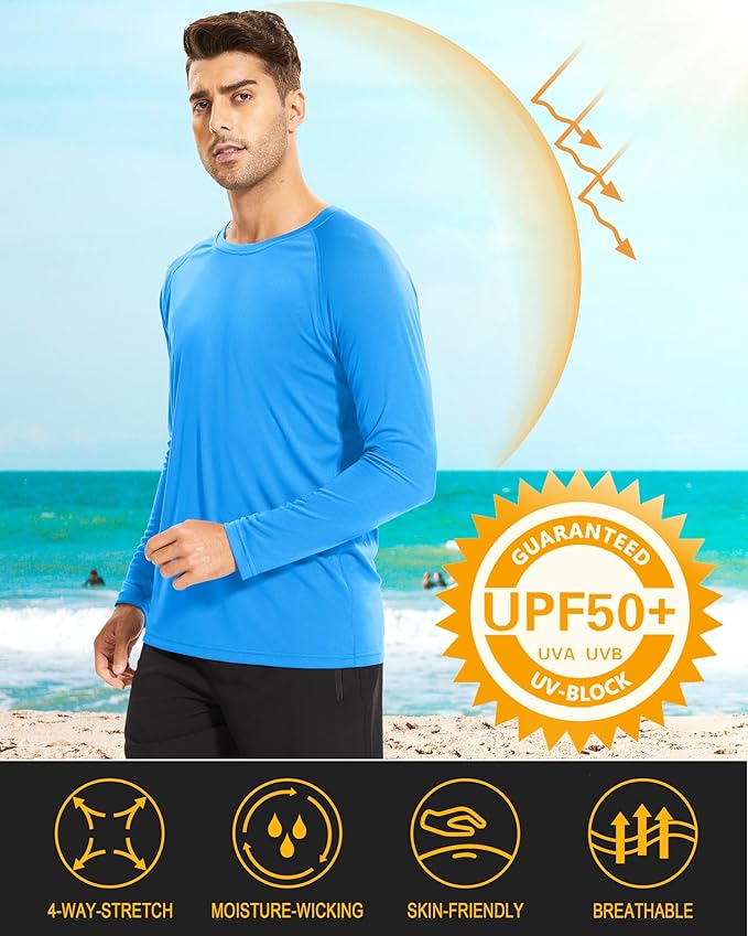 MAGCOMSEN Men's Long Sleeve Shirts UPF 50+ UV Sun Protection Athletic Shirts for Hiking Running Workout Rash Guard