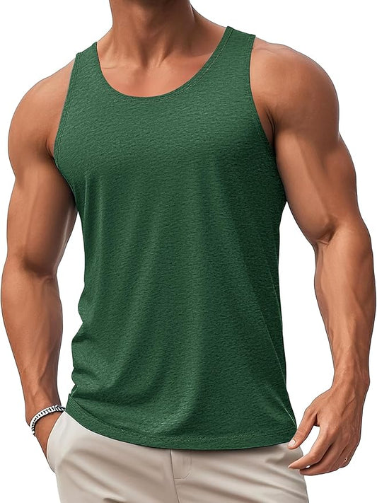 MAGCOMSEN Mens Workout Tank Tops Undershirt Cotton Muscle Athletic Sleeveless Shirts for Gym
