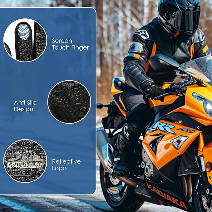 Bruvoalon Winter Gloves for Women & Men, 3M Thermal Insulation, Lycra Fabric, Windproof, Touchscreen, Anti-Slip, Cold Weather