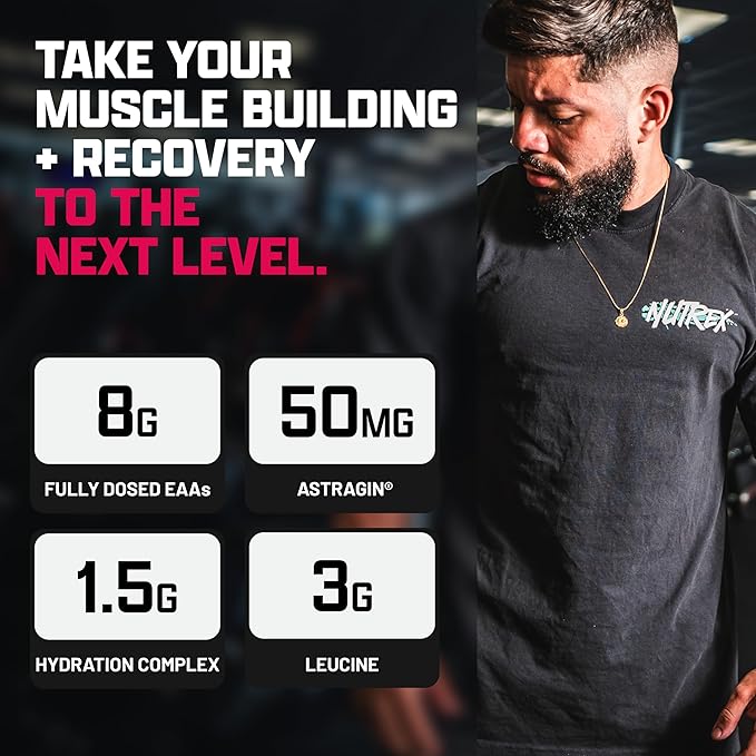 Nutrex Research EAA Hydration | EAAs + BCAA Powder | Muscle Recovery, Strength, Muscle Building, Endurance | 8G Essential Amino Acids + Electrolytes | 30 Servings (Fruit Punch)