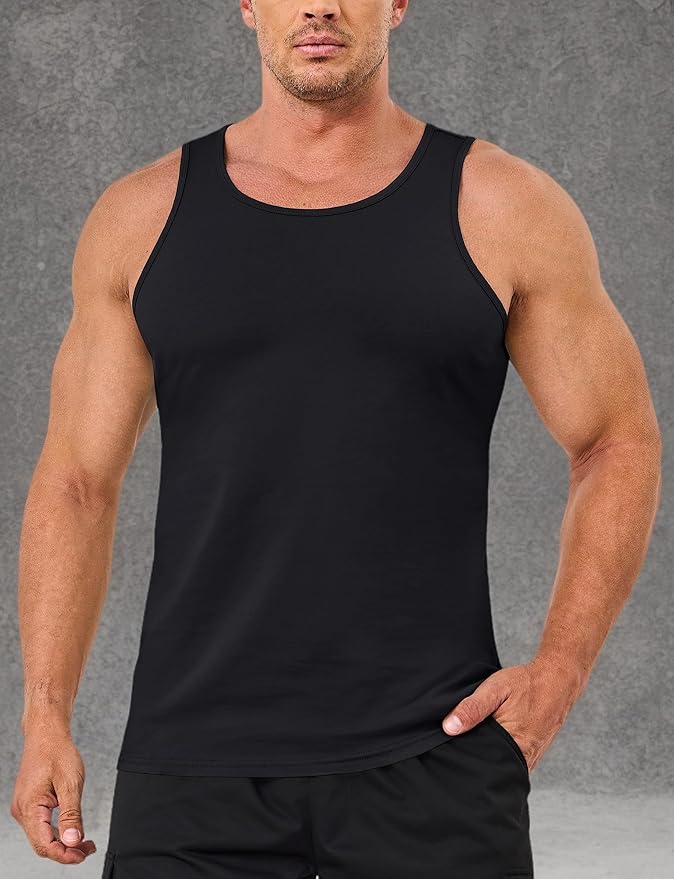 MAGCOMSEN Mens Workout Tank Tops Undershirt Cotton Muscle Athletic Sleeveless Shirts for Gym