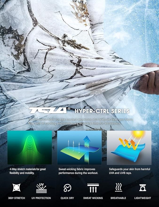 TSLA Men's UPF 50+ Compression Shirts, Cool Dry Long Sleeve Athletic Tops, Sports Baselayer Workout Shirt