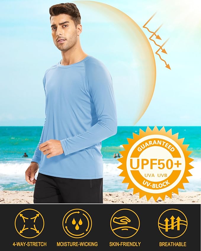 MAGCOMSEN Men's Long Sleeve Shirts UPF 50+ UV Sun Protection Athletic Shirts for Hiking Running Workout Rash Guard