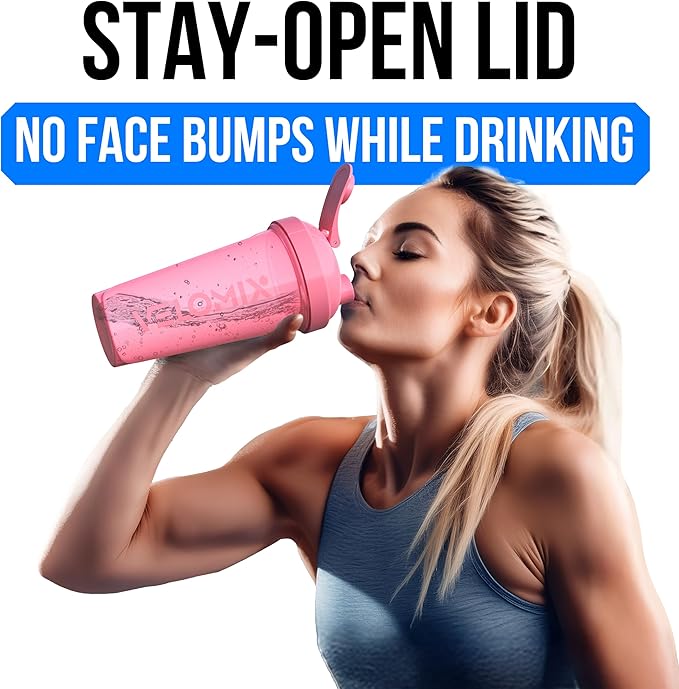 VELOMIX -2 Pack- 28 oz Protein Shaker Bottles for Protein Mixes - 2x Wire Whisk | Leak Proof Shaker Cups for Protein Shakes | Protein Shaker Bottle Pack (Pink/Transparent)