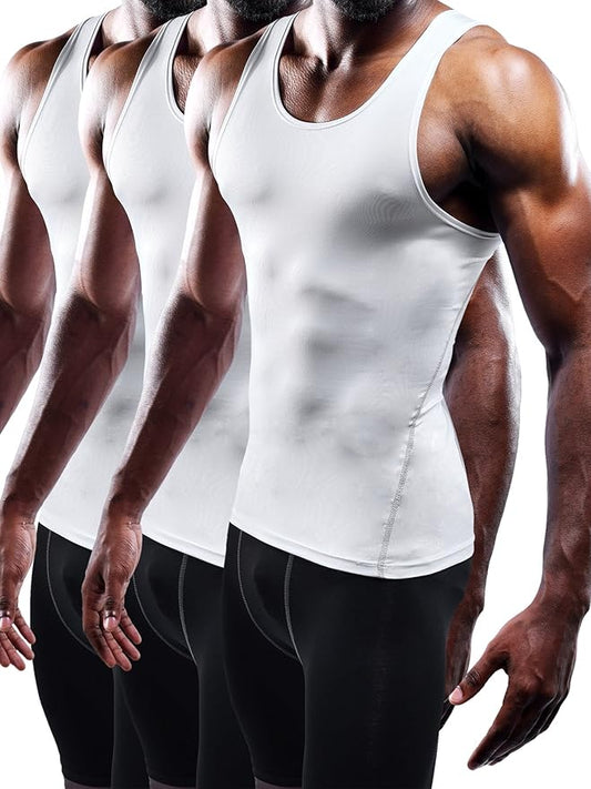 NELEUS Men's 3 Pack Dry Fit Compression Tank Top