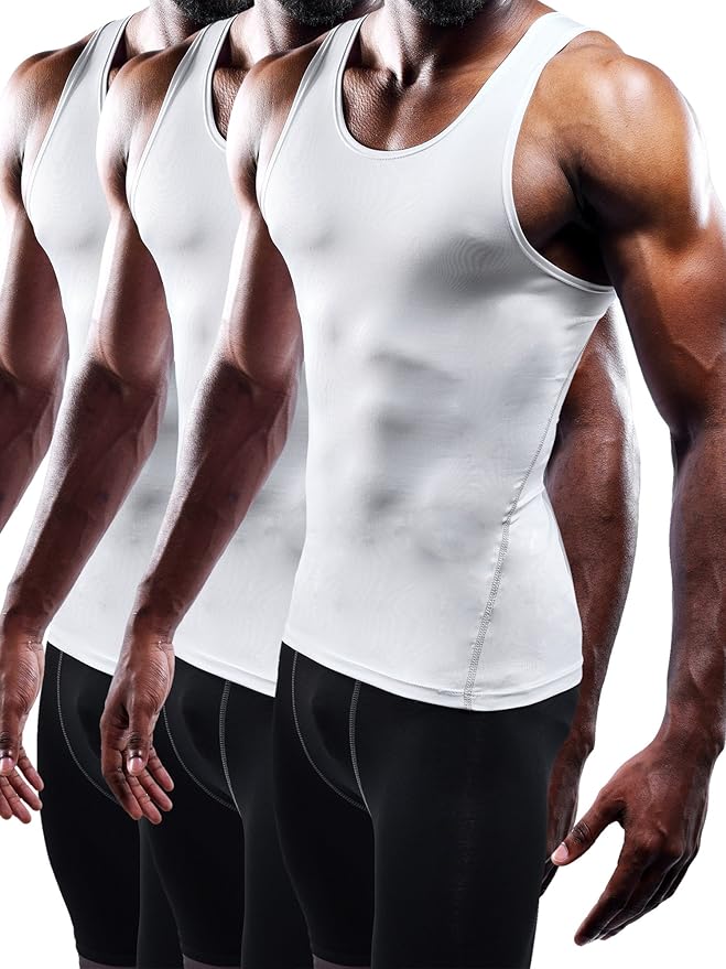 NELEUS Men's 3 Pack Dry Fit Compression Tank Top