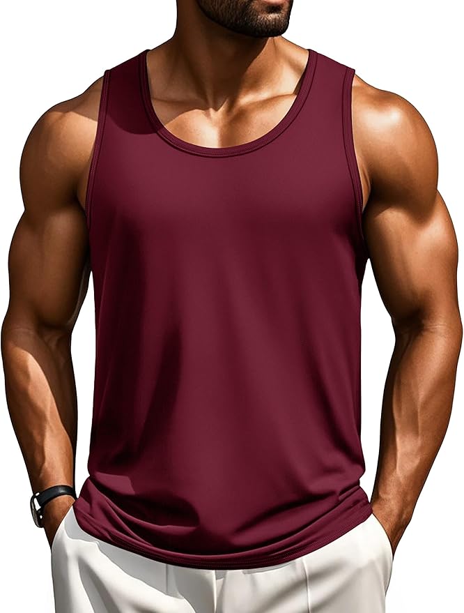 Cotrasen Men's Tank Top UPF 50+ Sleeveless Shirt Cotton Moisture Wicking Casual Gym Workout Shirts Cooling Muscle Tee Shirt