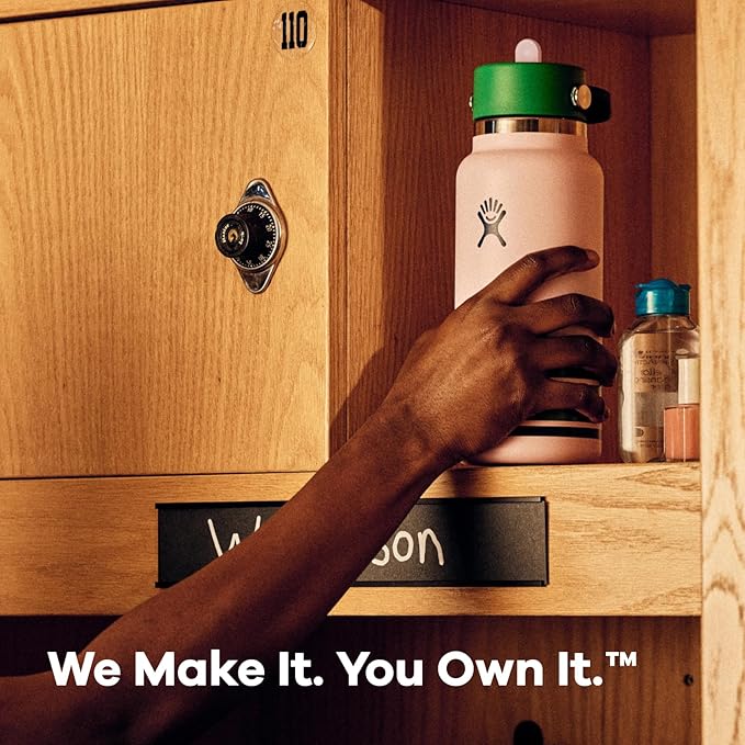 Hydro Flask Water Bottle - Insulated Stainless Steel - Wide Mouth Flex Straw Lid, Non Spill, Leakproof and Refillable in 24 Oz Campus Pink