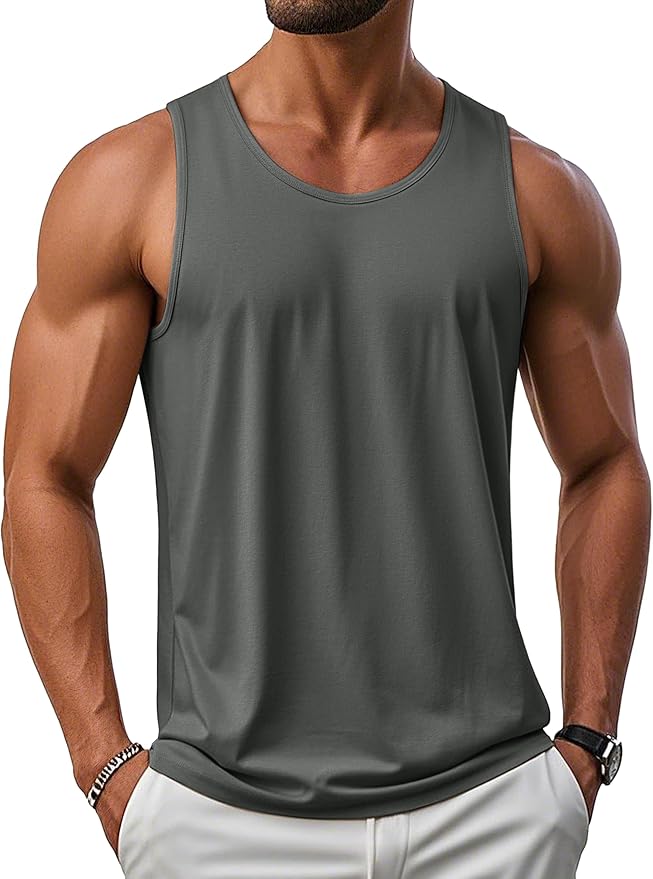MAGCOMSEN Men's UPF 50+ Tank Top Gym Workout Sleeveless Muscle Shirts Sun Protection Cut Off Shirts Summer Sleeveless T Shirt