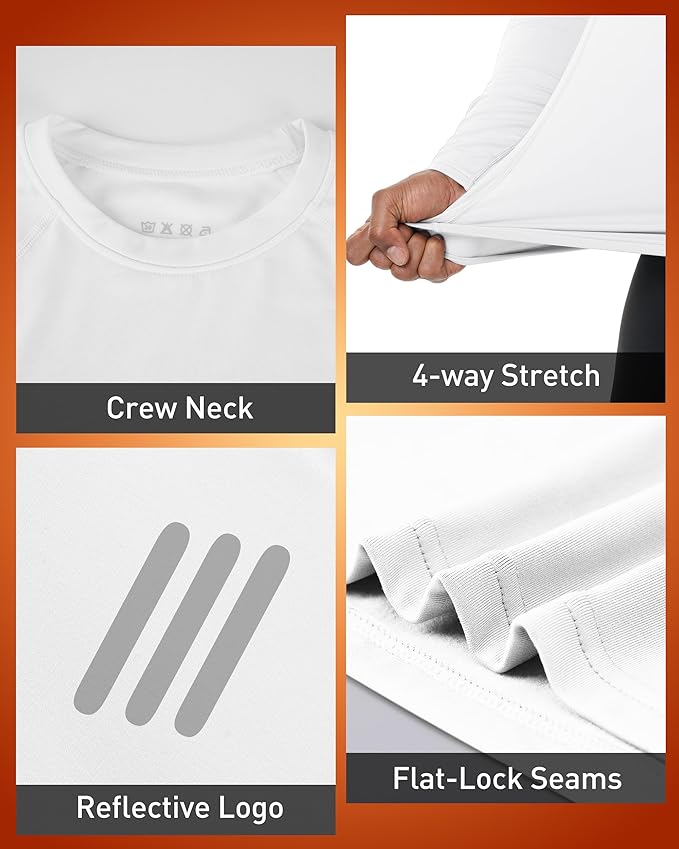 Men's Thermal Compression Shirts, Long Sleeve Fleece Lined Base Layer, Cold Weather Gear Athletic Undershirt Top