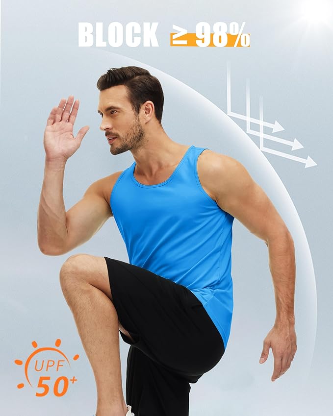 MAGCOMSEN Men's UPF 50+ Tank Top Quick Dry Summer Workout Muscle Sleeveless Shirts for Swim Beach Bodybuilding